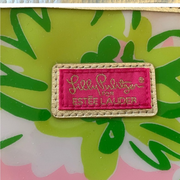 Lilly Pulitzer For Estee Lauren Pink and Green Floral Pouch. - Picture 3 of 3